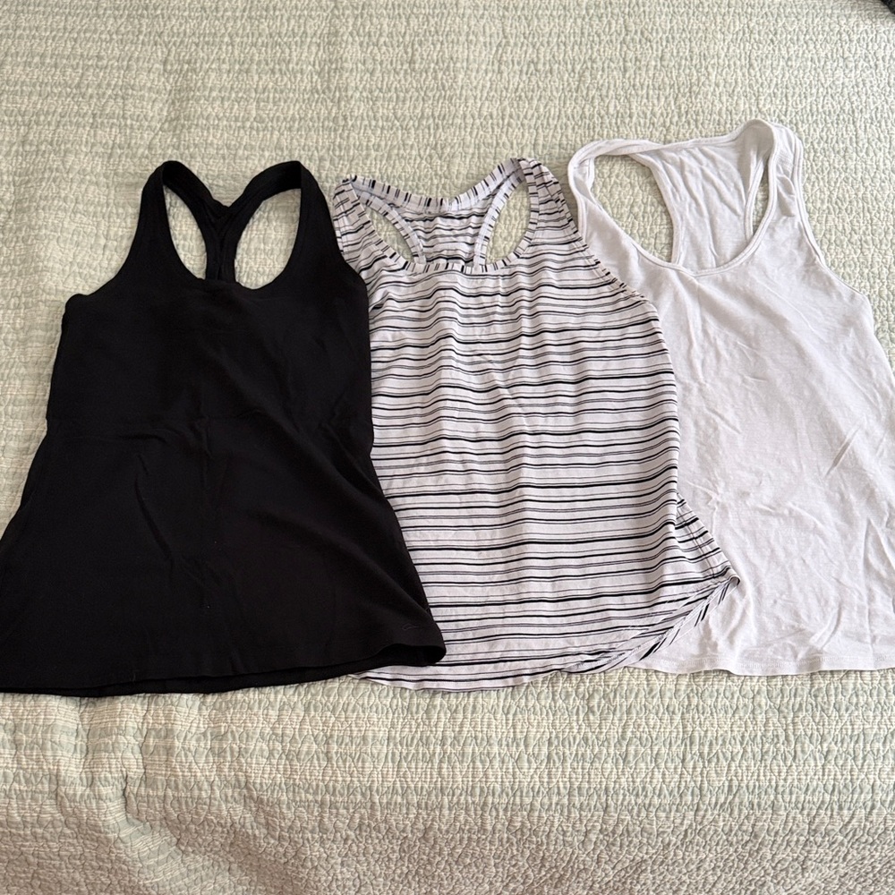 Lululemon tanks Women's Racerback Tank Top Set - Black, Striped, White